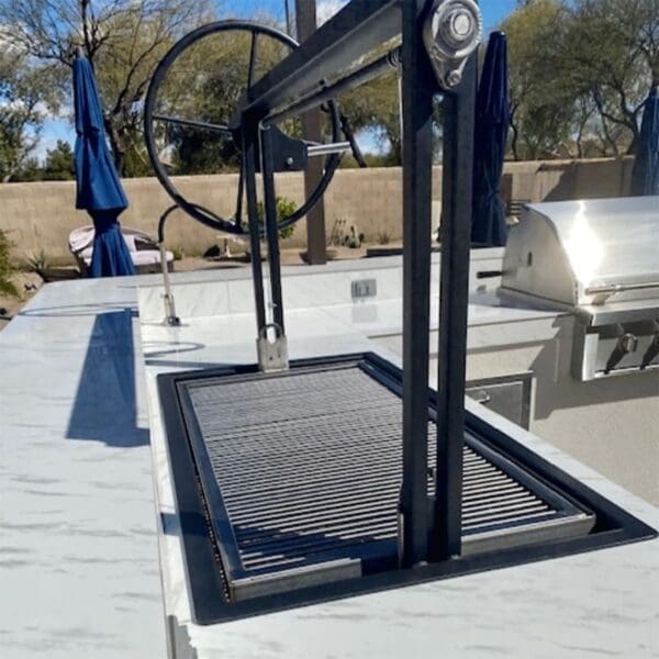 Santa Maria style bbq grill frame for built in island.