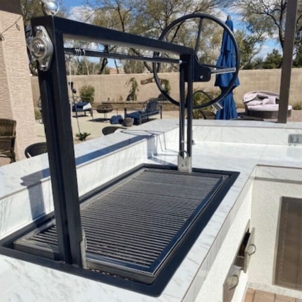 Round Rod Stainless Steel Grill Grate in an outdoor kitchen