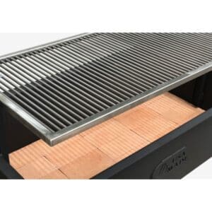Stainless rod grate for grilling over wood or charcoal