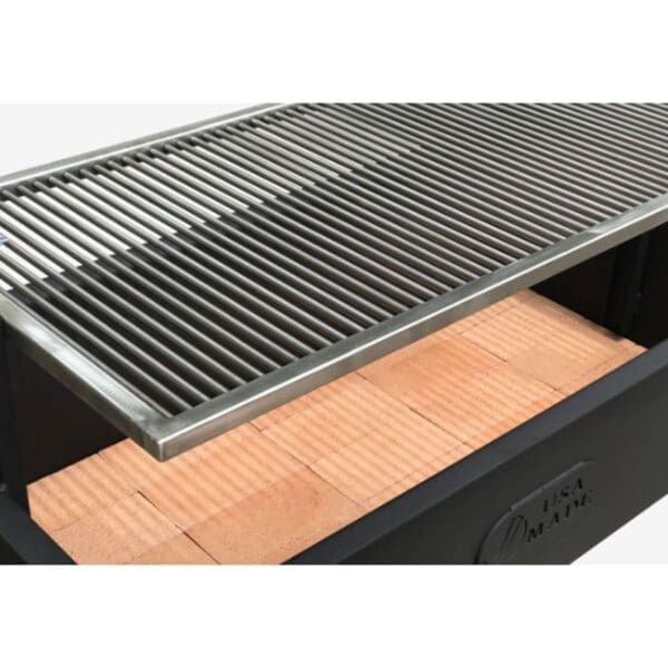 Stainless rod grate for grilling over wood or charcoal