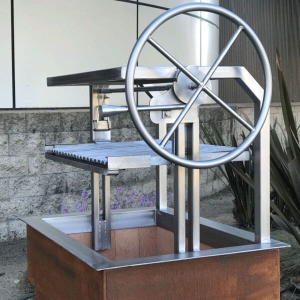 Classic Argentine grill with stainless top and rustic bottom
