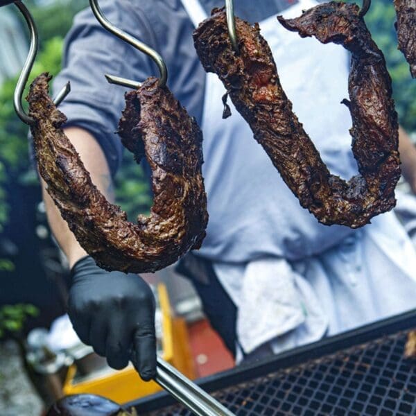 Asado meat hooks to hang meat over an open fire