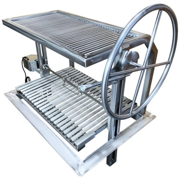 Argentinian open wood fired grill insert. Perfect grill for restaurant usage with height adjustable grill grate.