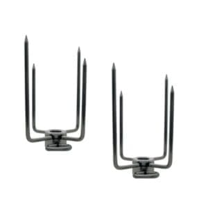 Spit forks secure meat in place when installed on a rotisserie spit rod.