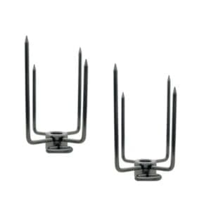 Spit forks secure meat in place when installed on a rotisserie spit rod.