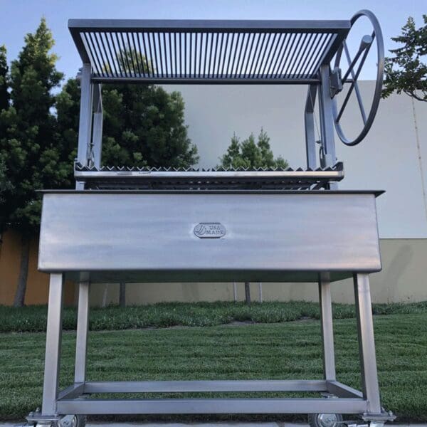 Stainless grill with rod grate and two levels