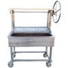 Dual rack stainless steel portable grill with large wheel and rods