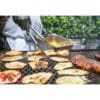 Cooking eggplant on an Argentinian grill.
