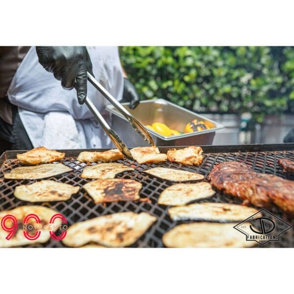 Cooking eggplant on an Argentinian grill.