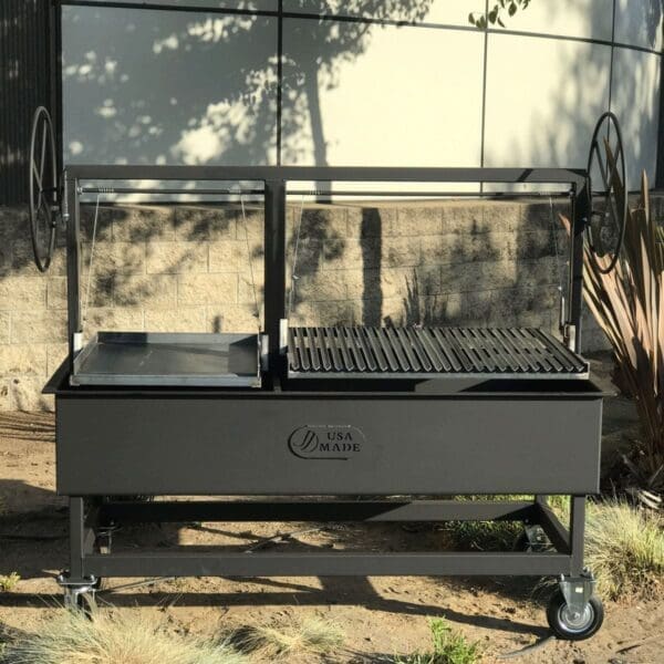 A catering grill for use outdoors for events.