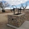 Traditional steel built in wood and charcoal grill for masonry island