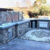 Grill insert in stainless steel for outdoor kitchen counter installation