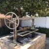 Western style BBQ grill for outdoor kitchen brick island