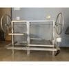 Dual crank Argentinian Gaucho grill frame insert for outdoor kitchen island