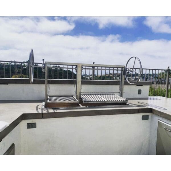 Santa Maria grill installed in an outdoor kitchen counter