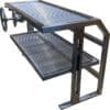 Stainless grill with front wheel crank and height adjustable Argentine grate
