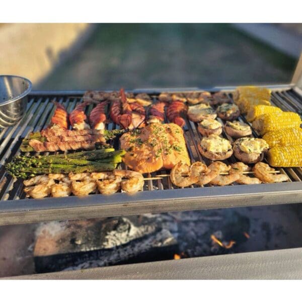 Stainless rod grate for wood burning bbq.