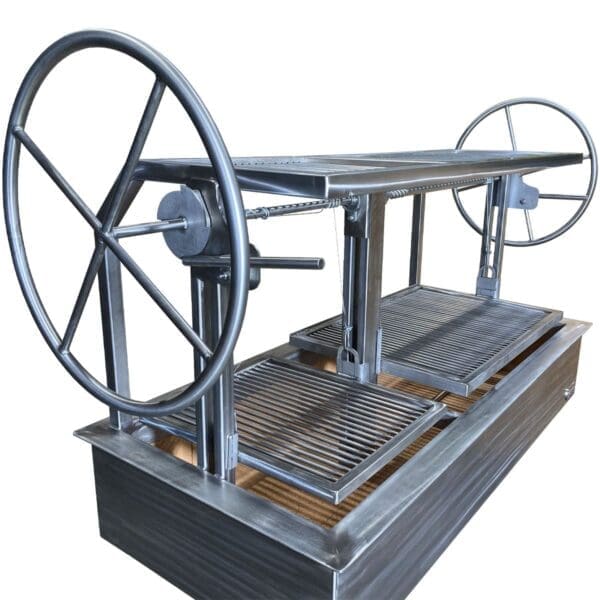 Large Stainless Argentine Barbecue Grill with a rotisserie. Perfect for cooking mouth watering Argentine Asado