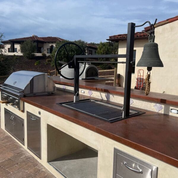 Cowboy wood burning grill with solid iron construction