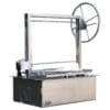 Wood or charcoal burning bbq grill with grates that move up and down.