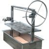 Argentinian Gaucho grill in stainless steel with cooking grate.