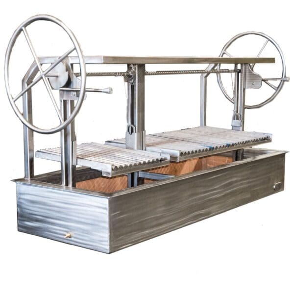 Stainless steel is a superior material for a Argentine Gaucho grill when you consider the investment. This grill can be fueled by wood or charcoal.