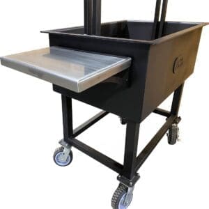 Removable Santa Maria BBQ Grill cutting table made with food grade stainless steel.