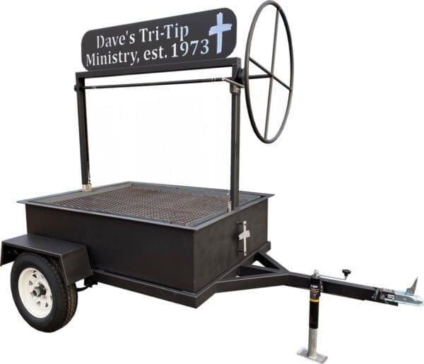 Single Crank Santa Maria Trailer Grill perfect for catering and commercial events.